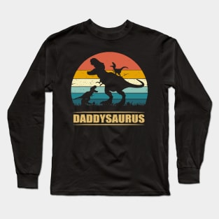 Daddy Dinosaur Daddysaurus 2 Two kids Gift Long Sleeve T-Shirt